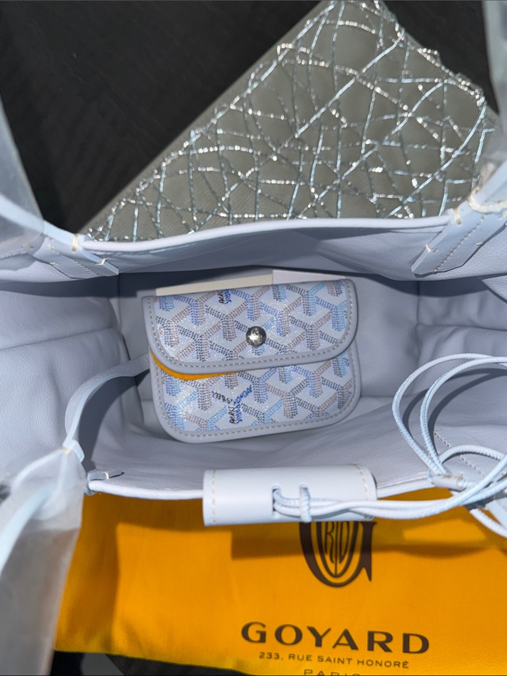 Limited edition Goyard Mini Tote in Light Blue and White - Picture 10 of 12